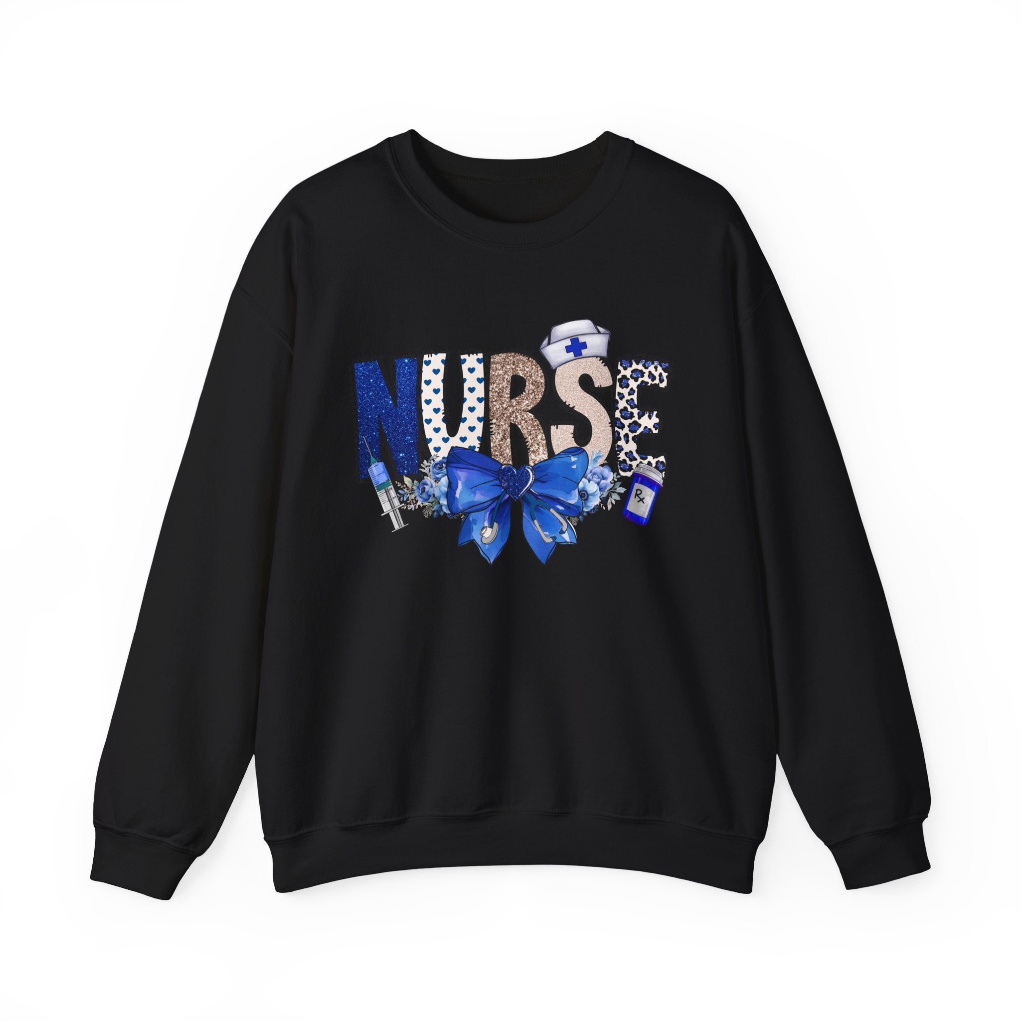 Nurse Blue Ribbon Crewneck Sweatshirt — Cute Nurse Graphic Pullover