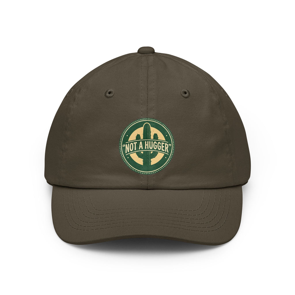 Not A Hugger Dad Hat — Vintage Cactus Embroidered Baseball Cap