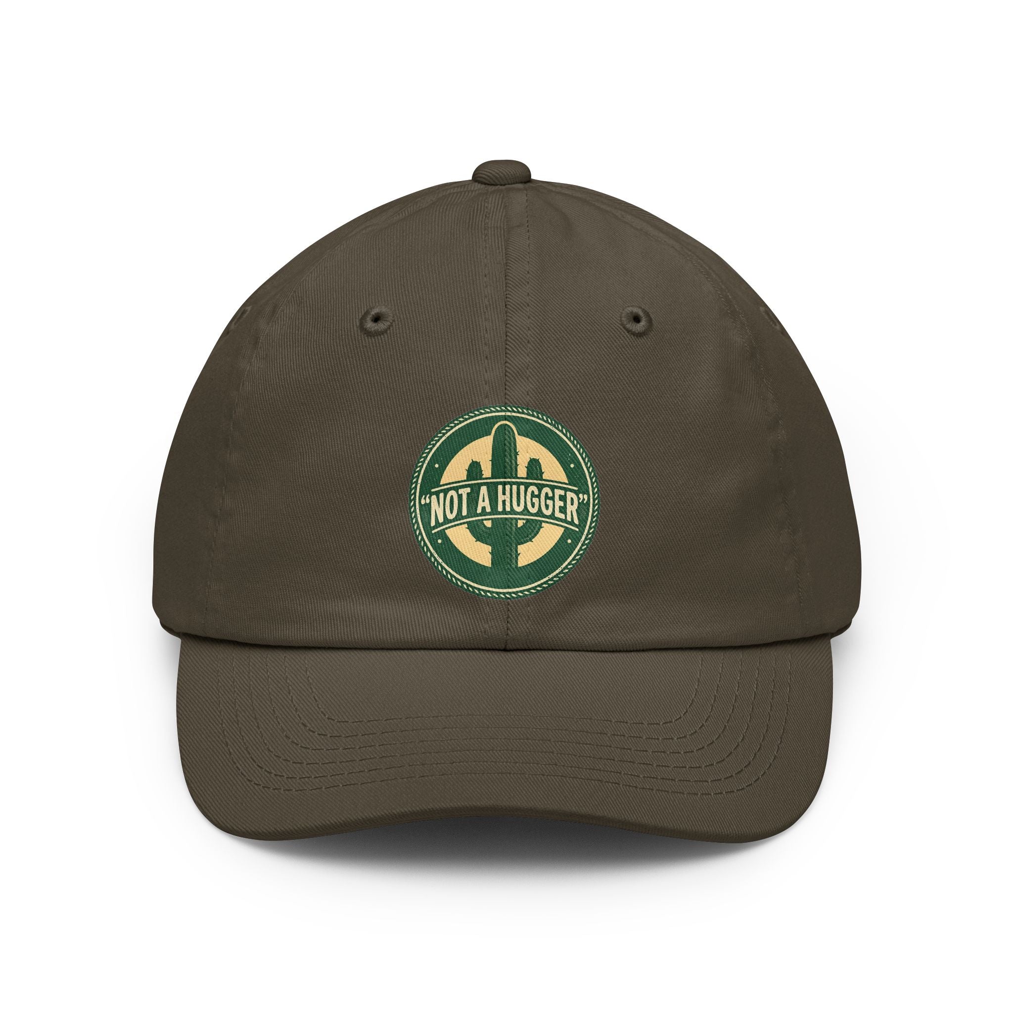 Not A Hugger Dad Hat — Vintage Cactus Embroidered Baseball Cap