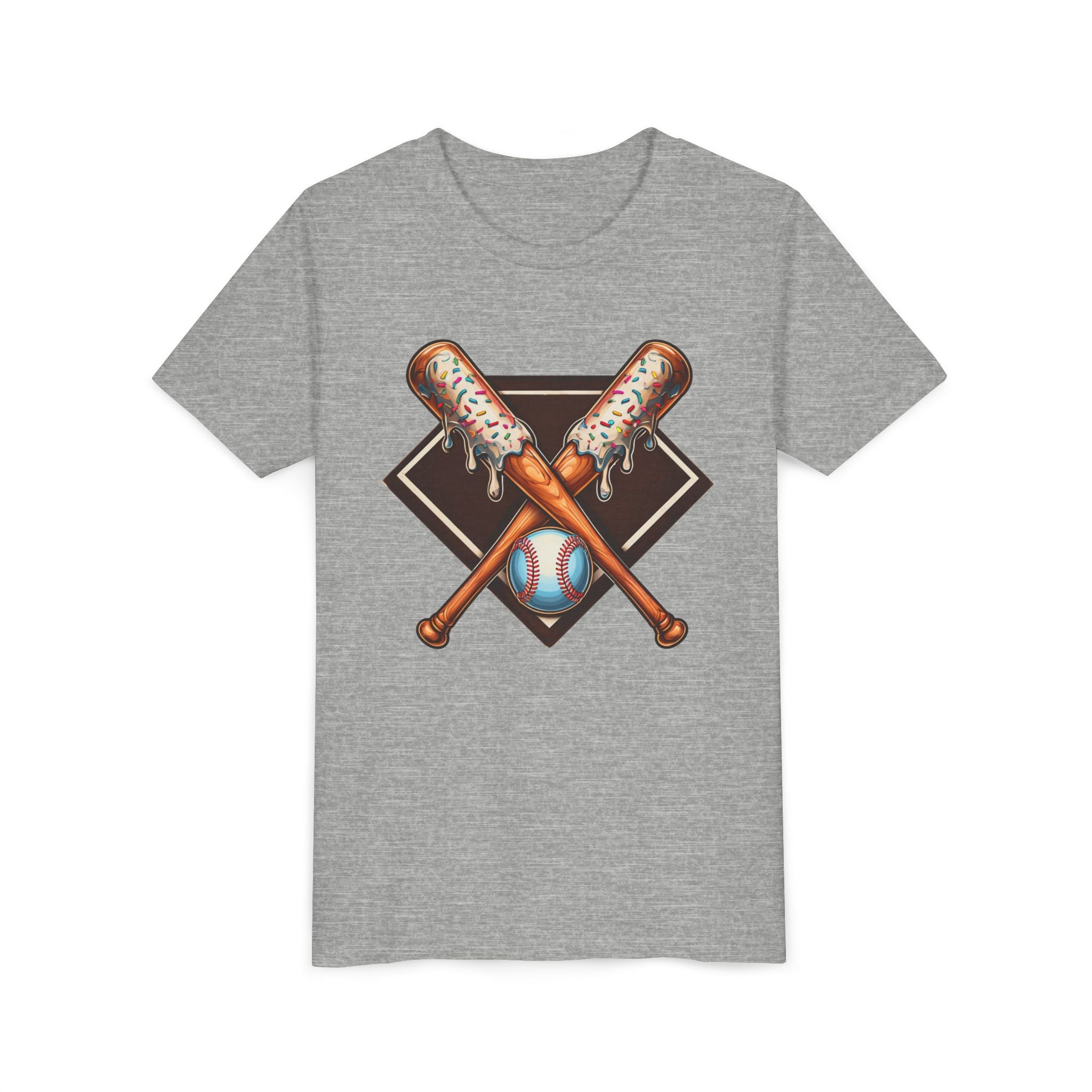 Youth Baseball/Softball Graphic Tee — Crossed Bats & Baseball Design