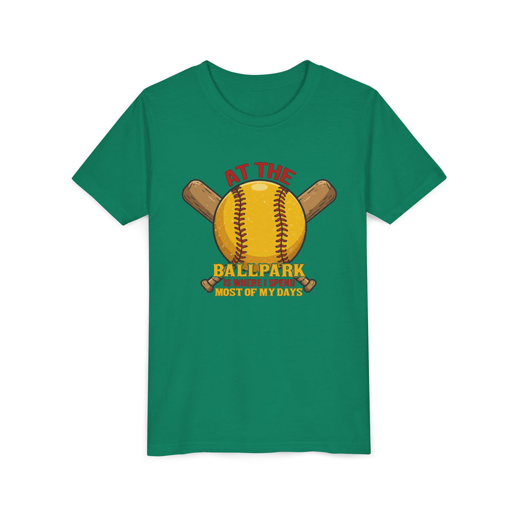 Youth Tee At The Ballpark, Softball Baseball Graphic