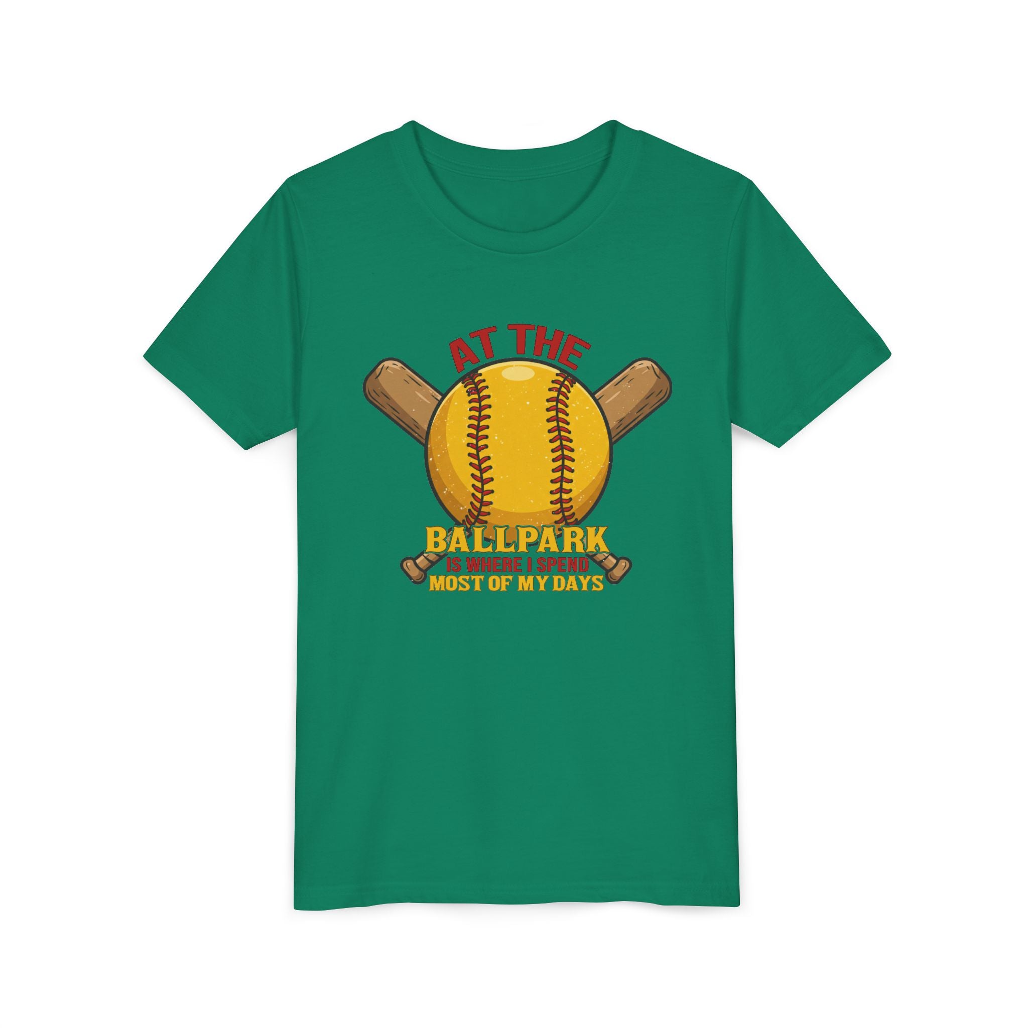Youth Tee At The Ballpark, Softball Baseball Graphic