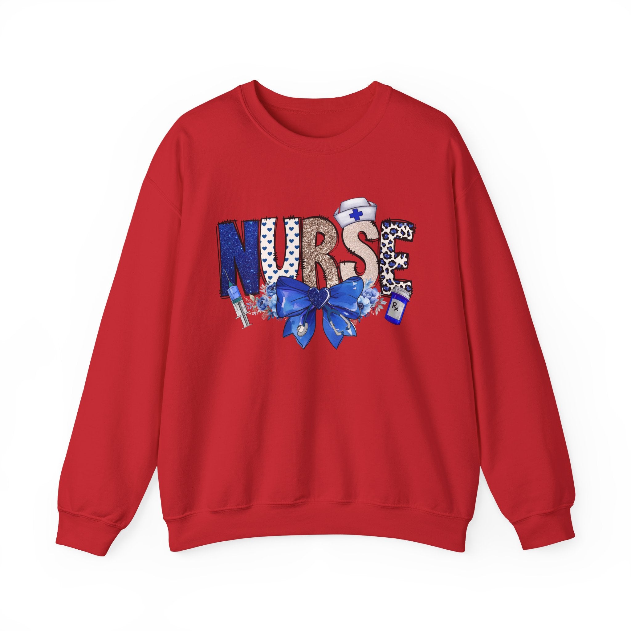 Nurse Blue Ribbon Crewneck Sweatshirt — Cute Nurse Graphic Pullover