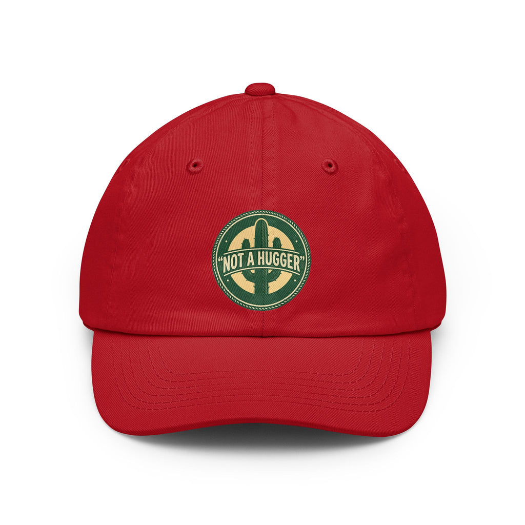 Not A Hugger Dad Hat — Vintage Cactus Embroidered Baseball Cap