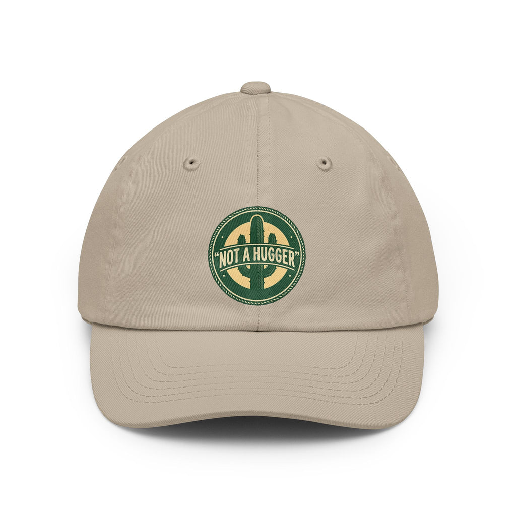 Not A Hugger Dad Hat — Vintage Cactus Embroidered Baseball Cap