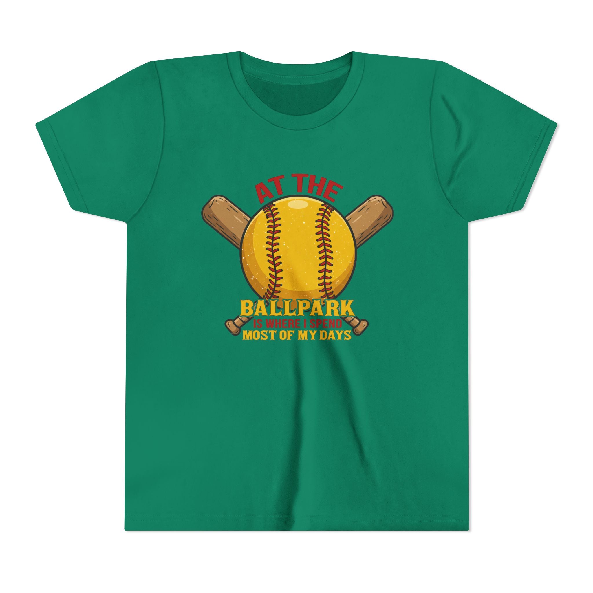 Youth Tee At The Ballpark, Softball Baseball Graphic