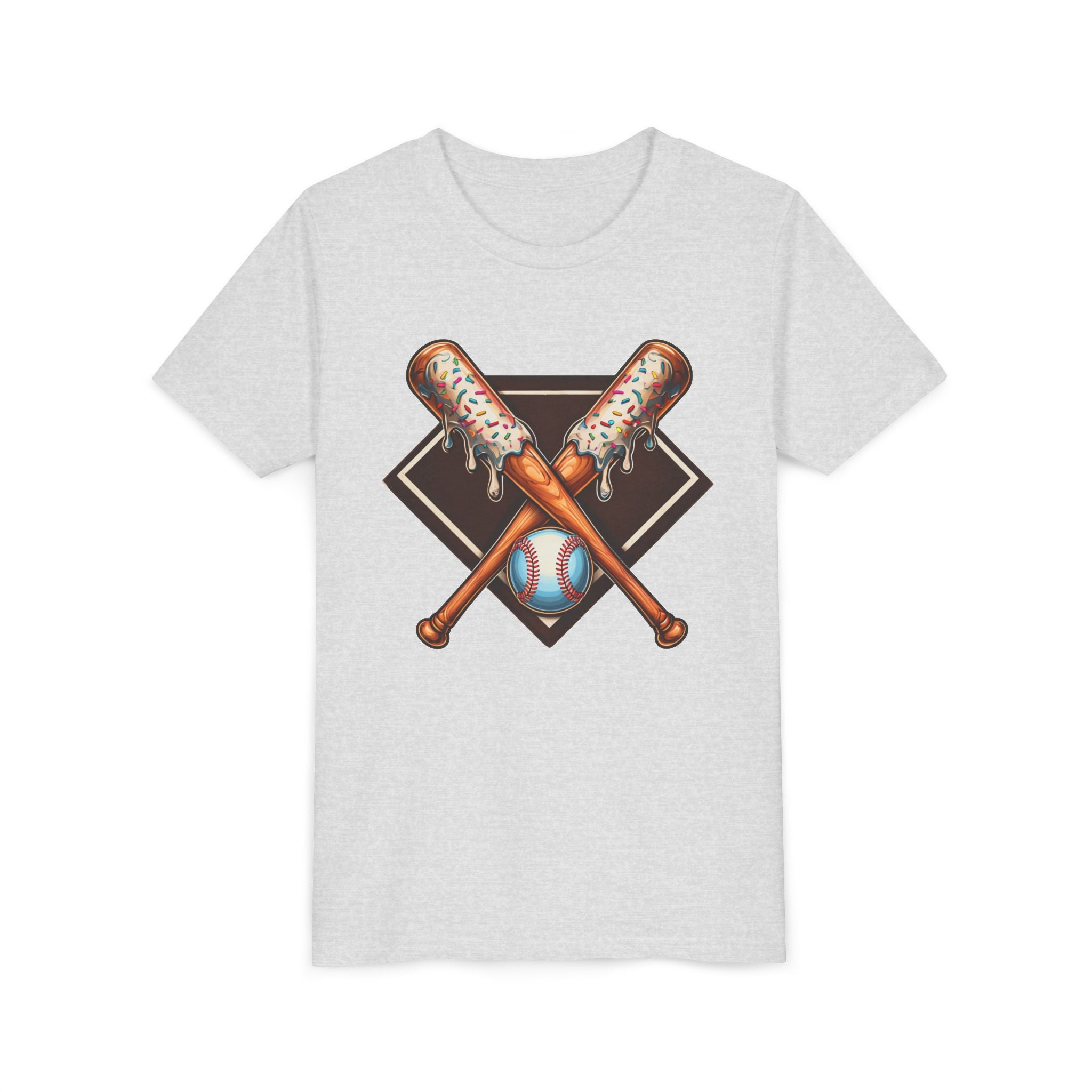 Youth Baseball/Softball Graphic Tee — Crossed Bats & Baseball Design