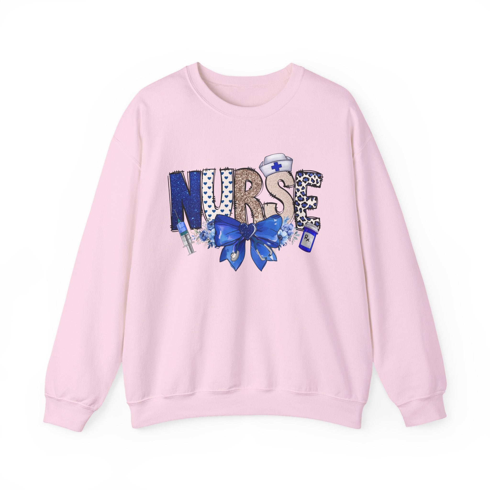 Nurse Blue Ribbon Crewneck Sweatshirt — Cute Nurse Graphic Pullover