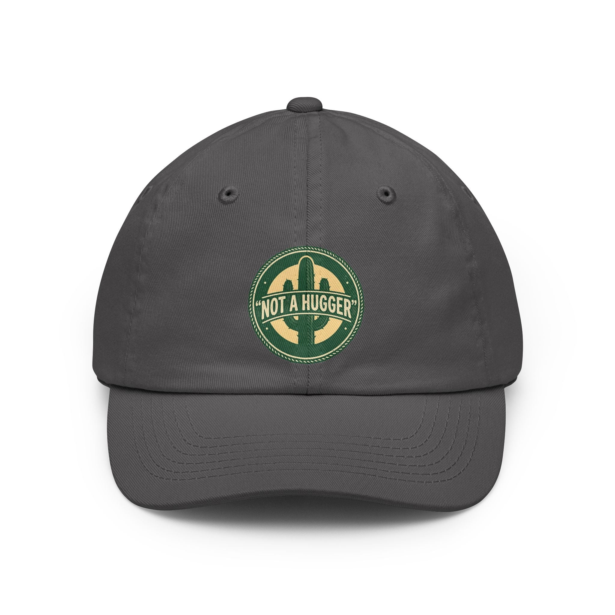 Not A Hugger Dad Hat — Vintage Cactus Embroidered Baseball Cap