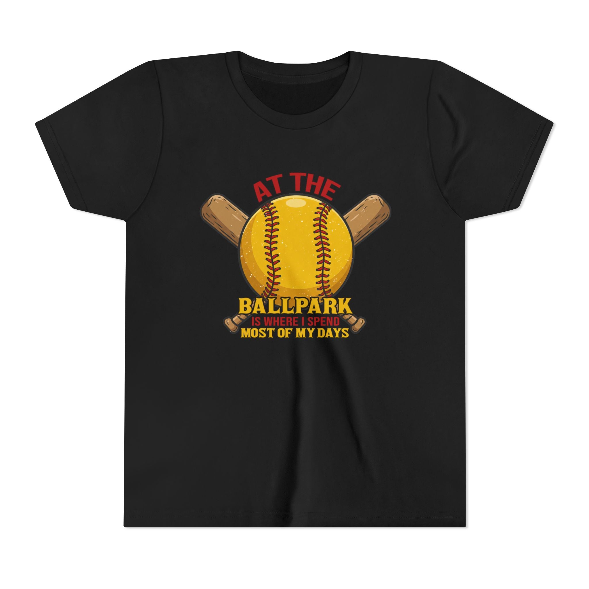 Youth Tee At The Ballpark, Softball Baseball Graphic