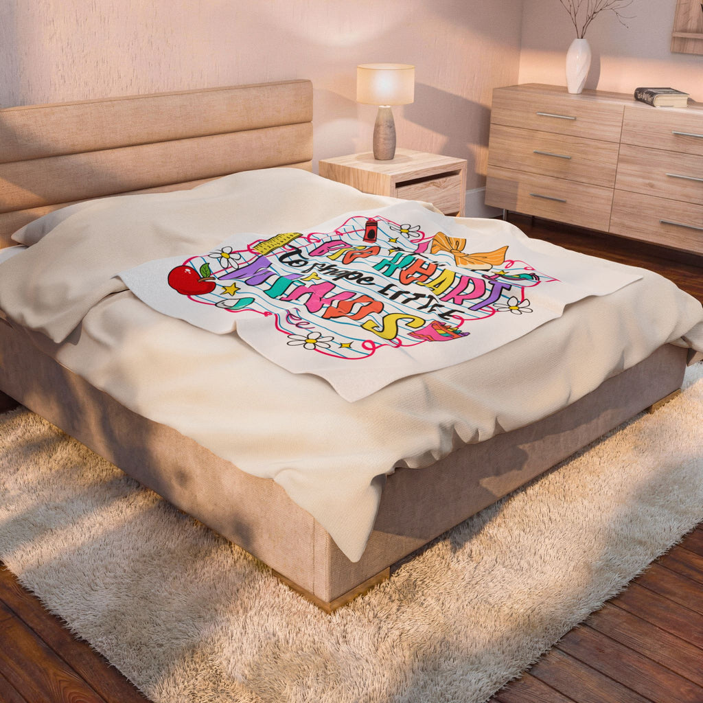 Plush Velveteen Blanket — Cute Sleepy Animals Pattern (bunny, bear, cat)