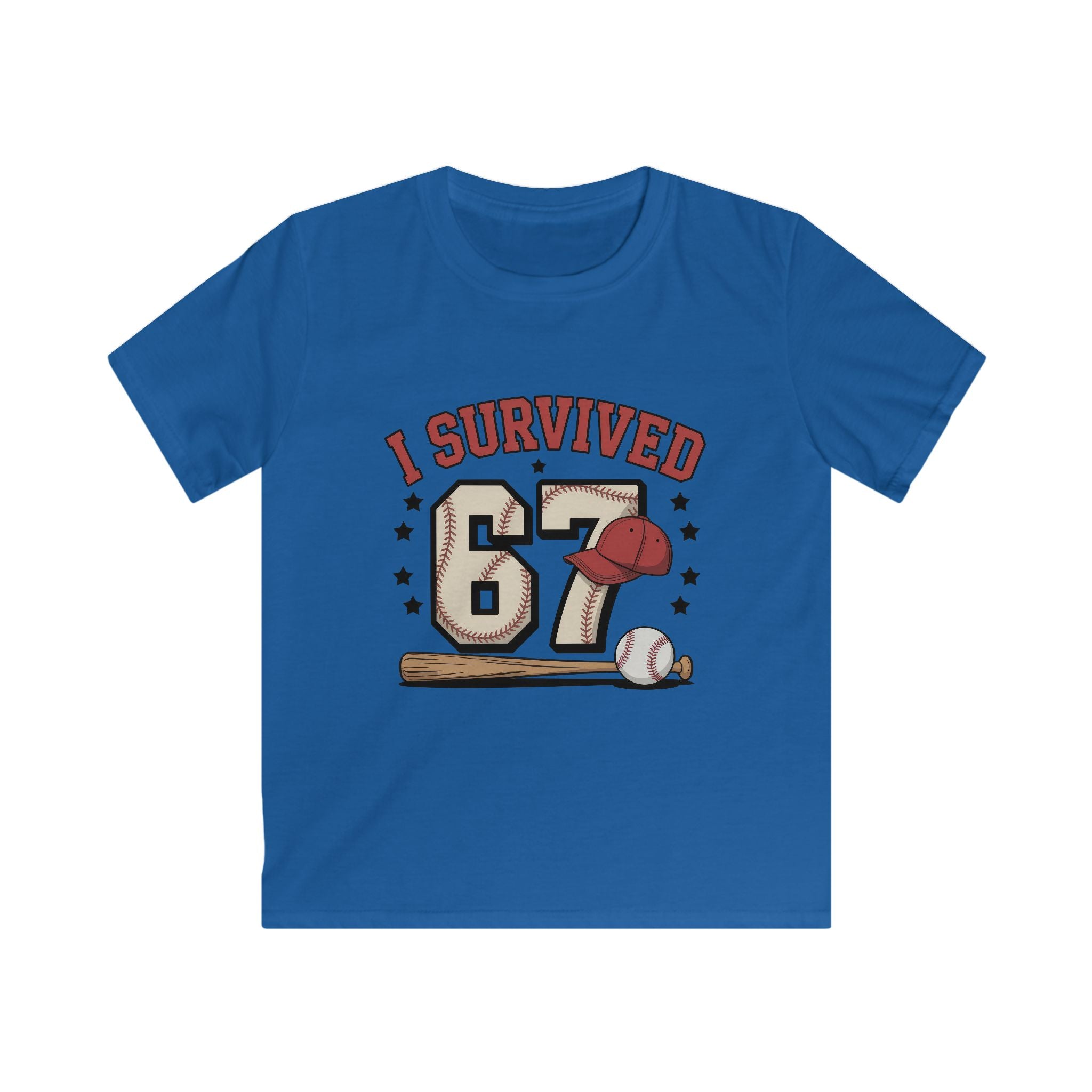 I Survived 67 Baseball Kids Tee - Funny Baseball Milestone Shirt for Kids