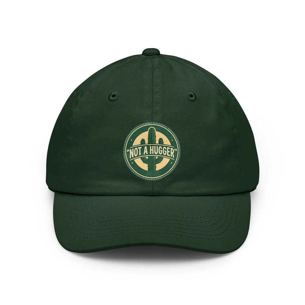 Not A Hugger Dad Hat — Vintage Cactus Embroidered Baseball Cap