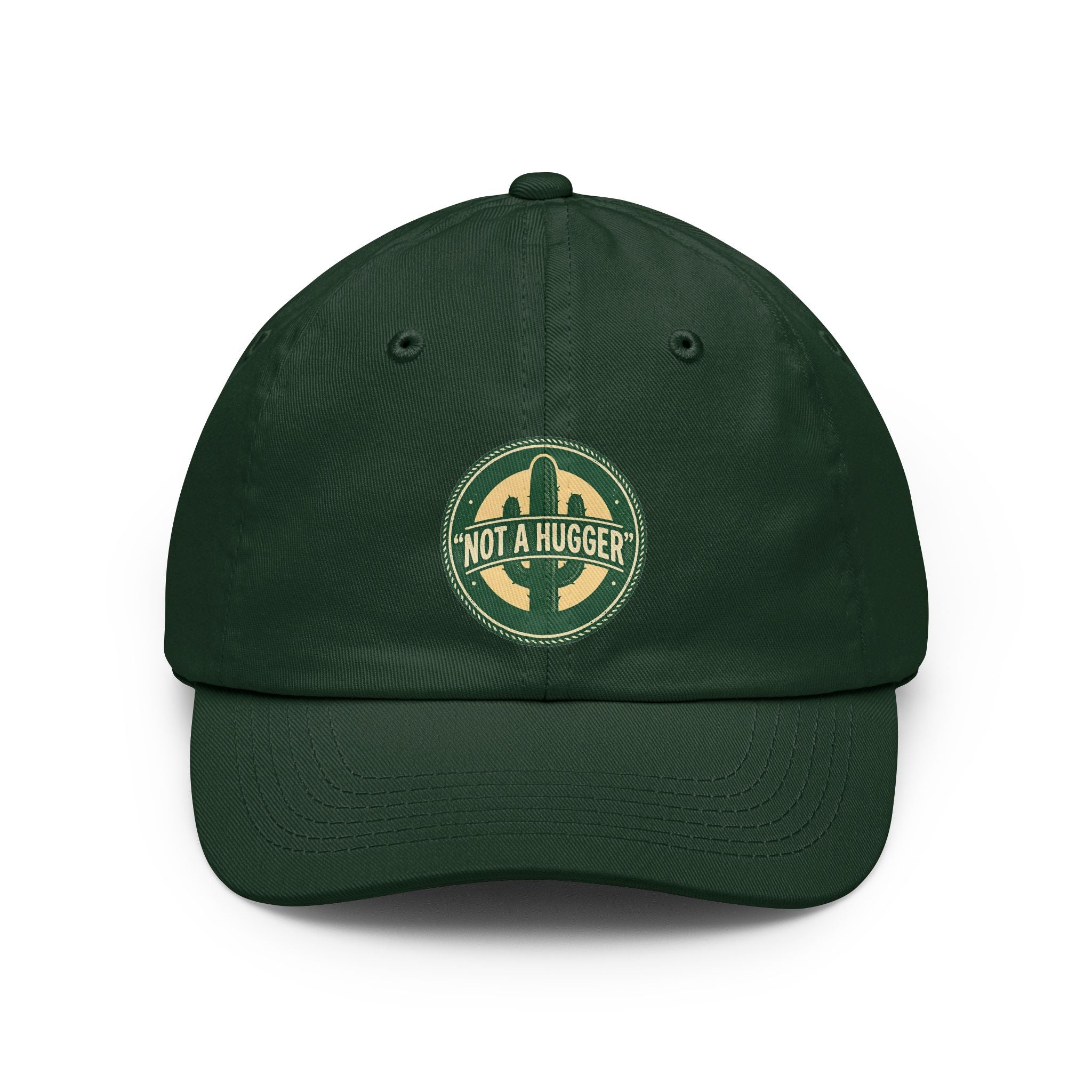 Not A Hugger Dad Hat — Vintage Cactus Embroidered Baseball Cap